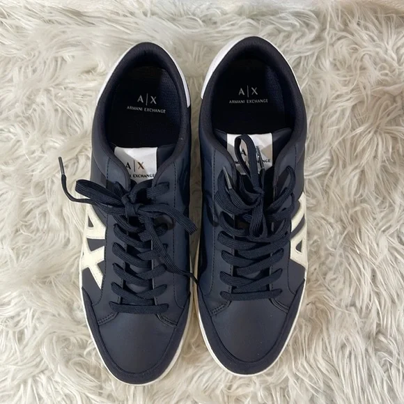 ARMANI EXCHANGE Logo Detail Lace Up Sneakers Size 12 - Picture 4 of 14